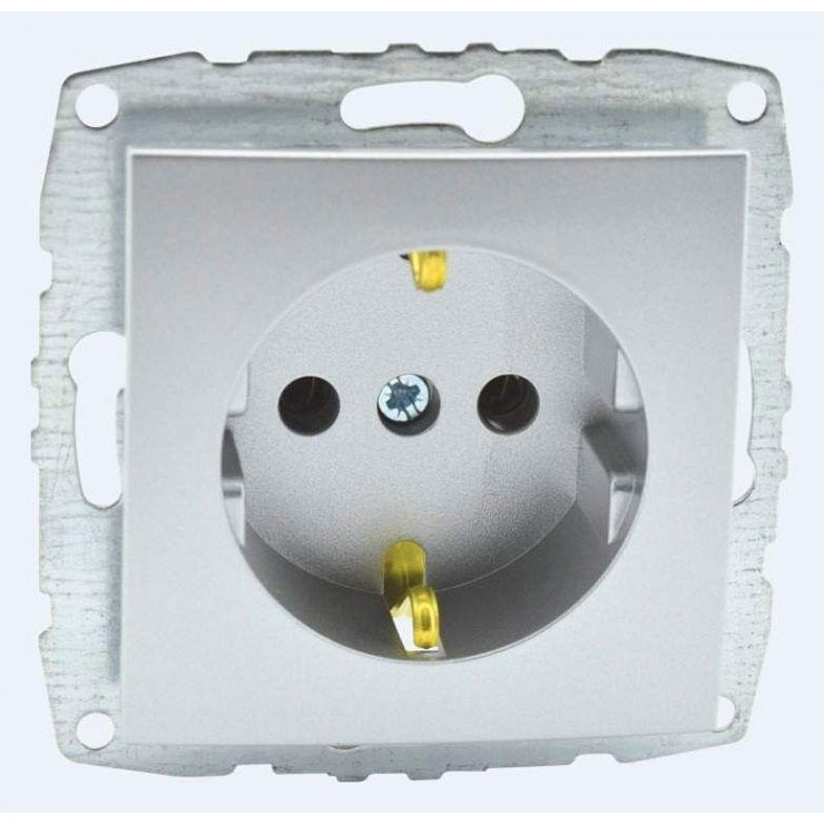 Розетка с заземлением механизм серебро Mono Electric Despina/ Larissa 500-002121-117