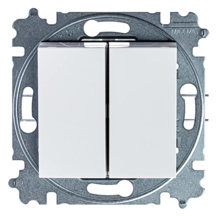 Выключатель двухклавишный ABB LEVIT, белый // ледяной, 2CHH590545A6001