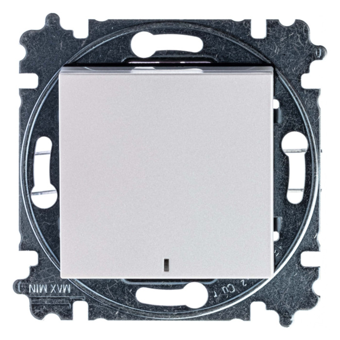 Выключатель одноклавишный ABB LEVIT с подсветкой, жемчуг // ледяной, 2CHH590646A6068