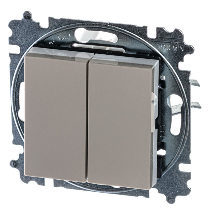 Выключатель двухклавишный ABB LEVIT, кофе макиато // белый, 2CHH590545A6018