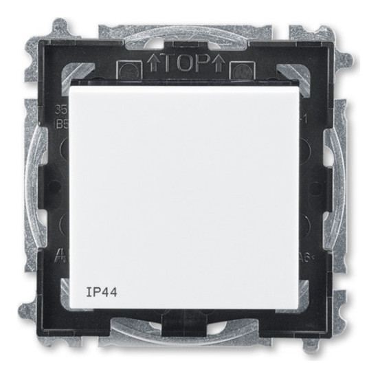 Выключатель одноклавишный ABB LEVIT, белый // дымчатый черный, 2CHH596940A4062