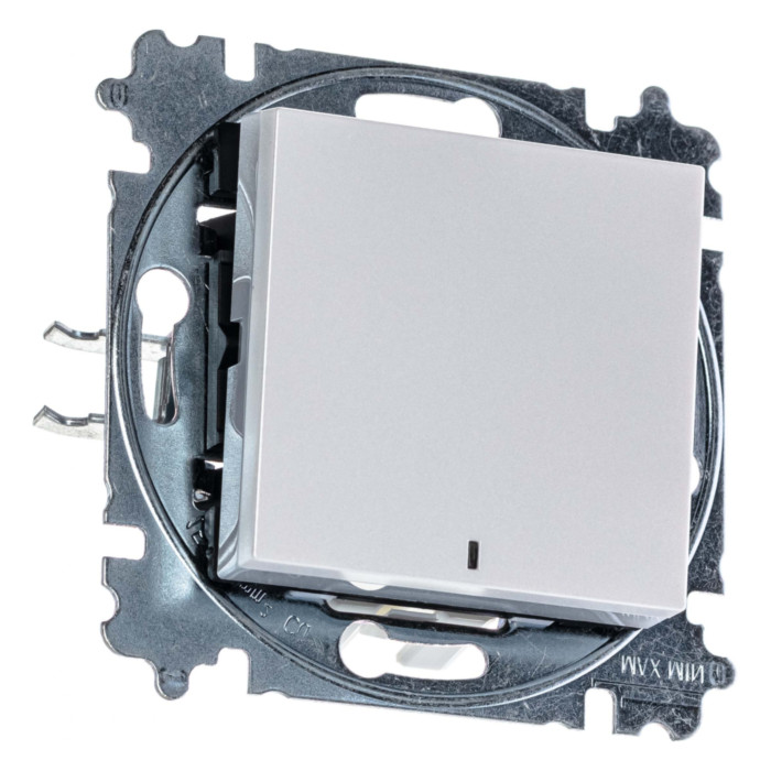 Выключатель одноклавишный ABB LEVIT с подсветкой, жемчуг // ледяной, 2CHH590646A6068