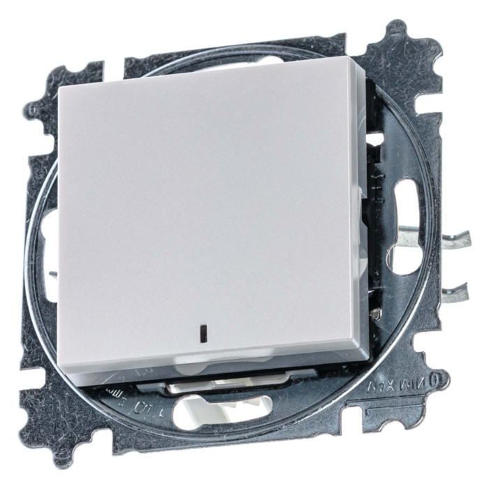 Выключатель одноклавишный ABB LEVIT с подсветкой, жемчуг // ледяной, 2CHH590646A6068