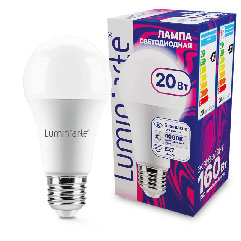 Светодиодная лампа Luminarte LSTD-A60-20W4KE27 20Вт 4000K E27