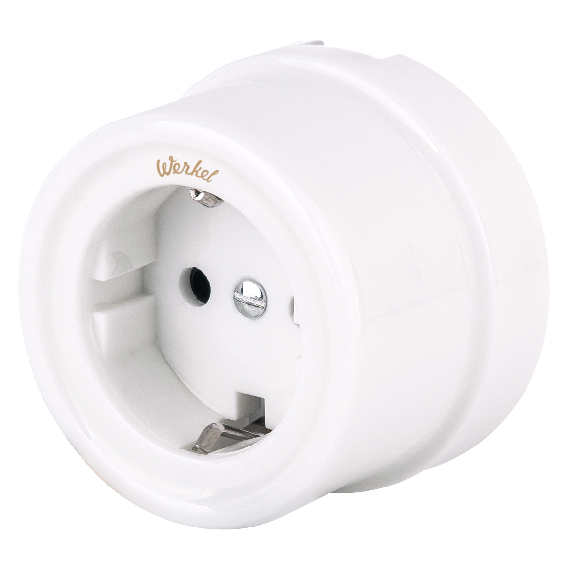 Розетка с заземлением белый ретро W5671001