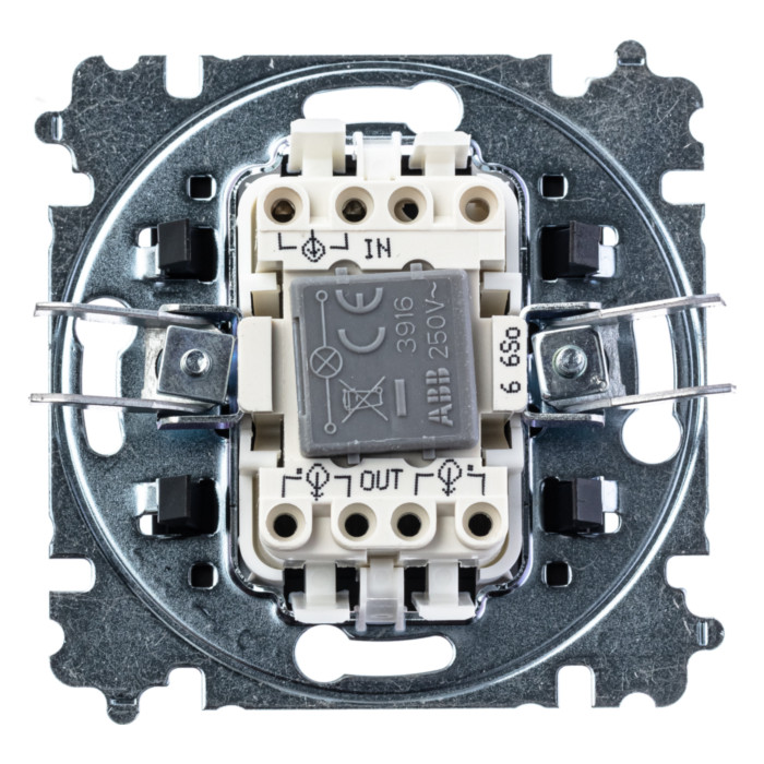 Выключатель одноклавишный ABB LEVIT с подсветкой, сталь // дымчатый черный, 2CHH590646A6069