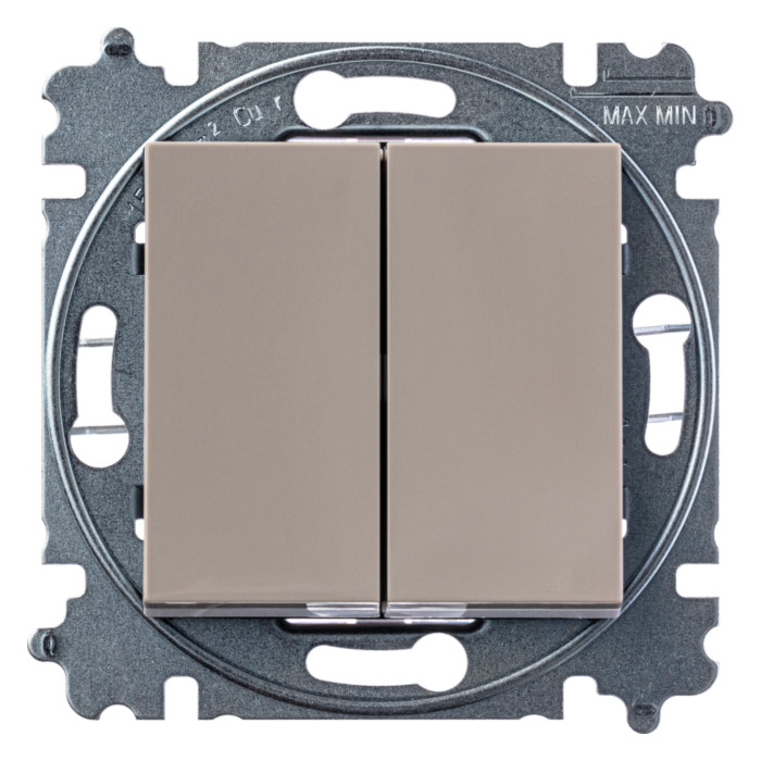 Выключатель двухклавишный ABB LEVIT, кофе макиато // белый, 2CHH590545A6018