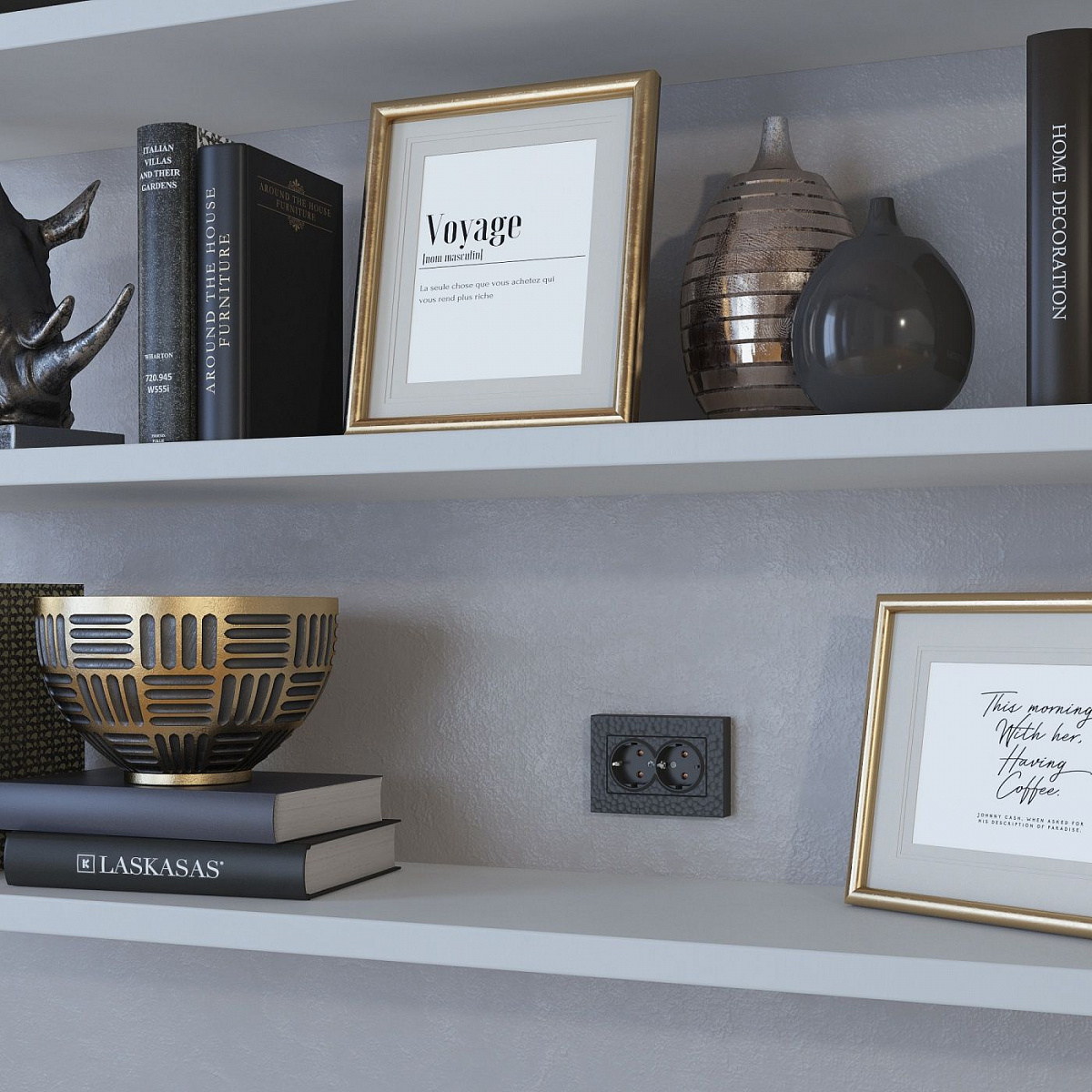 Розетка двойная с заземлением (Hammar черный) W1272008